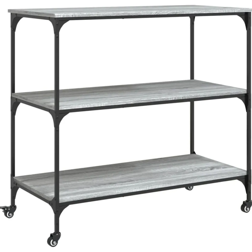 vidaXL Carrito de cocina madera ingeniería 102x50x95 cm Gris sonoma Discount
