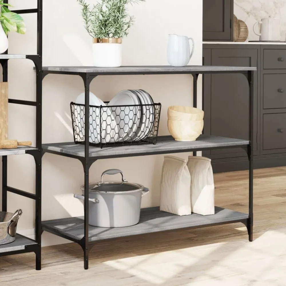 vidaXL Carrito de cocina madera ingeniería 102x50x95 cm Gris sonoma Discount