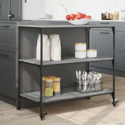 vidaXL Carrito de cocina madera ingeniería 102x50x95 cm Gris sonoma Discount