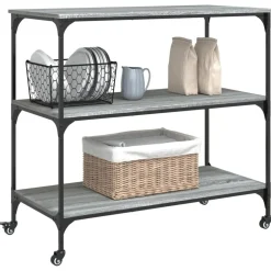 vidaXL Carrito de cocina madera ingeniería 102x50x95 cm Gris sonoma Discount