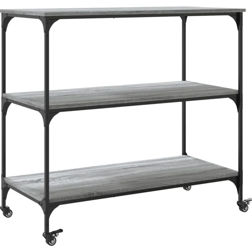 vidaXL Carrito de cocina madera ingeniería 102x50x95 cm Gris sonoma Discount