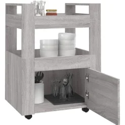 vidaXL Carrito de cocina madera contrachapada 60x45x80 cm Gris sonoma Clearance