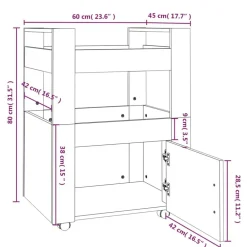 vidaXL Carrito de cocina madera contrachapada 60x45x80 cm Gris sonoma Clearance