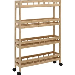 vidaXL Carros E Islas-Carrito de cocina con ruedas Natural 60 x 18 x 97 cm Bambú