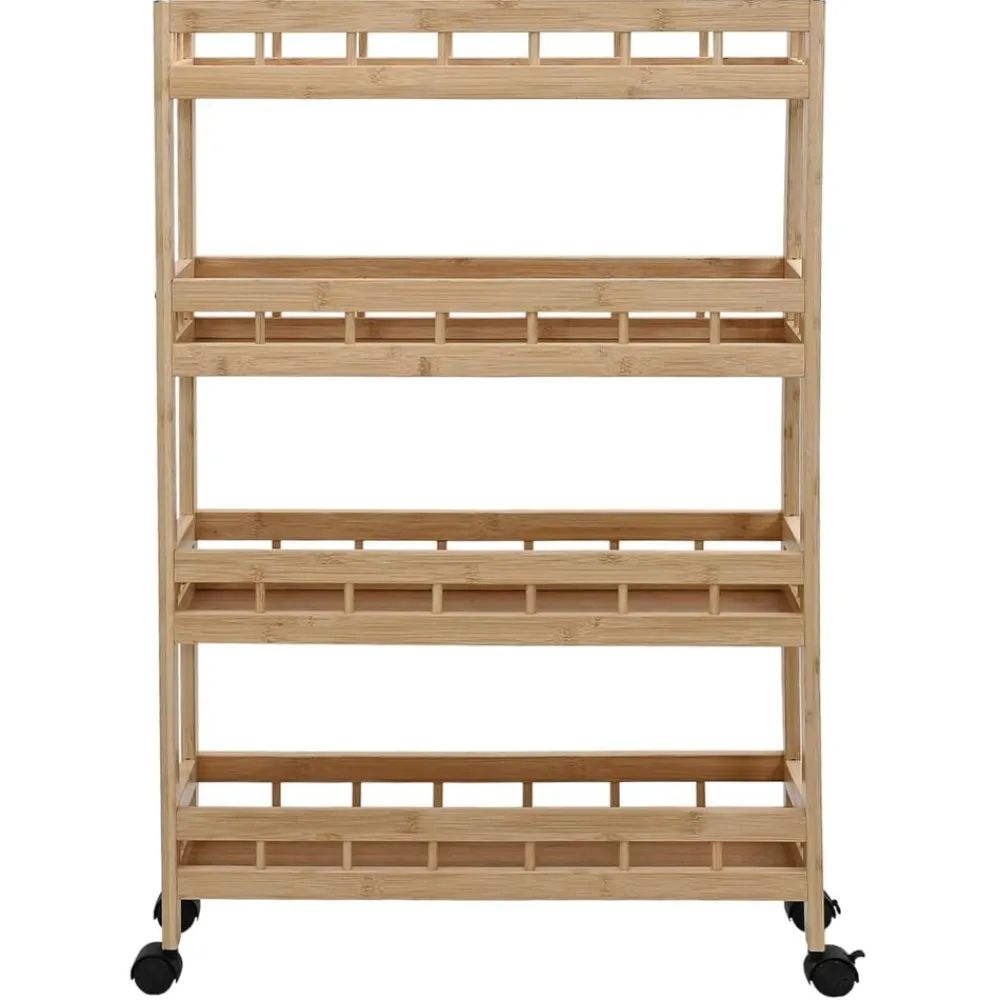 vidaXL Carros E Islas-Carrito de cocina con ruedas Natural 60 x 18 x 97 cm Bambú