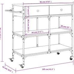 vidaXL Carros E Islas-Carrito de cocina madera ingeniería 105x42x95 cm