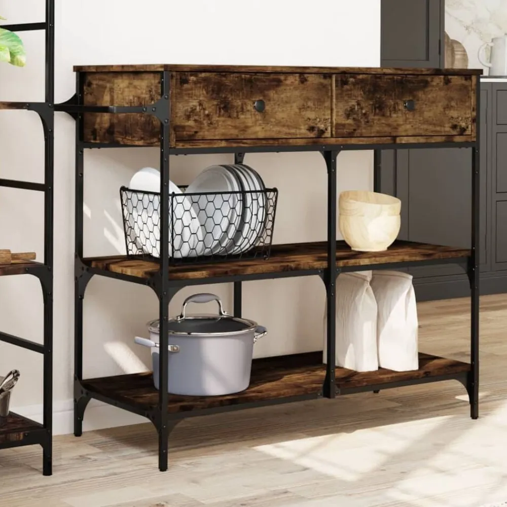 vidaXL Carros E Islas-Carrito de cocina madera ingeniería 105x42x95 cm