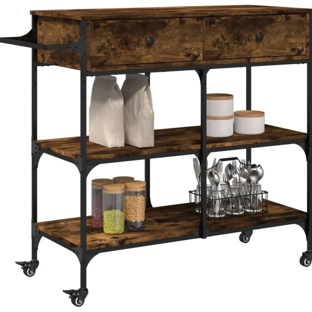 vidaXL Carros E Islas-Carrito de cocina madera ingeniería 105x42x95 cm