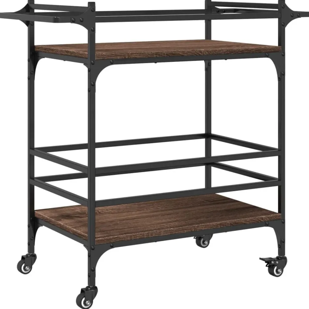 vidaXL Carros E Islas-Carrito de cocina madera ingeniería marrón roble 82x40x78,5 cm