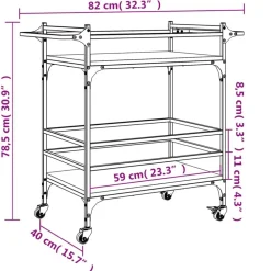 vidaXL Carros E Islas-Carrito de cocina madera ingeniería marrón roble 82x40x78,5 cm