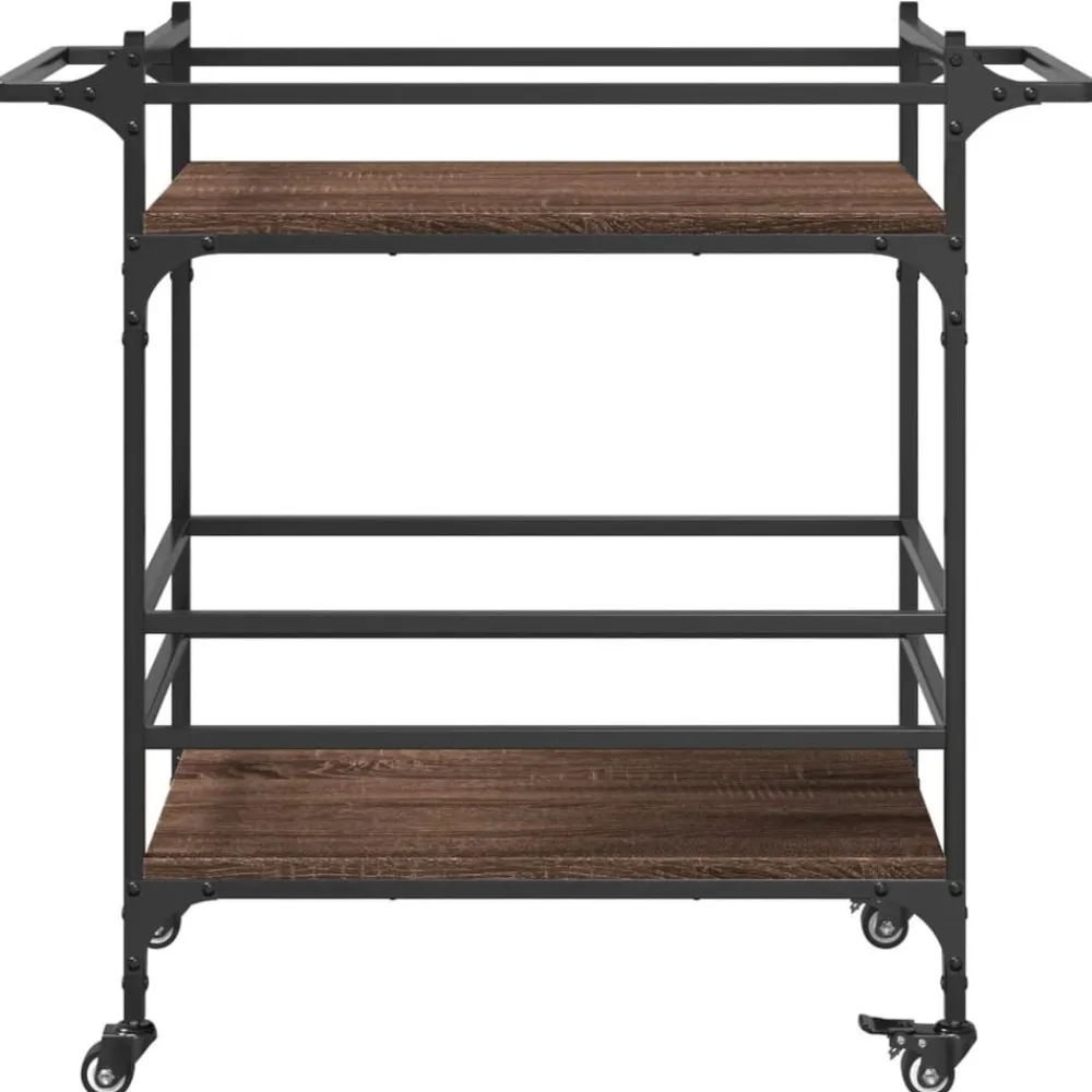 vidaXL Carros E Islas-Carrito de cocina madera ingeniería marrón roble 82x40x78,5 cm