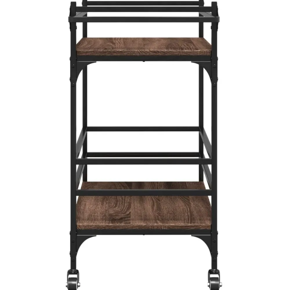 vidaXL Carros E Islas-Carrito de cocina madera ingeniería marrón roble 82x40x78,5 cm