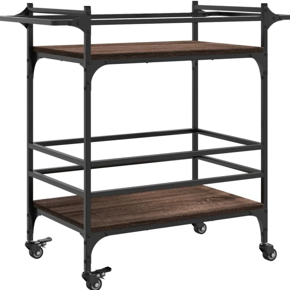 vidaXL Carros E Islas-Carrito de cocina madera ingeniería marrón roble 82x40x78,5 cm