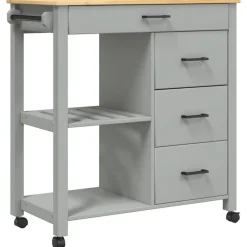 vidaXL Carros E Islas-Carrito de cocina MONZA madera maciza de pino 84x40x88,5 cm