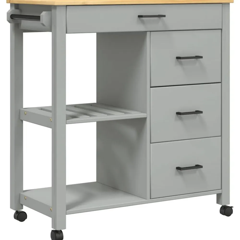 vidaXL Carros E Islas-Carrito de cocina MONZA madera maciza de pino 84x40x88,5 cm