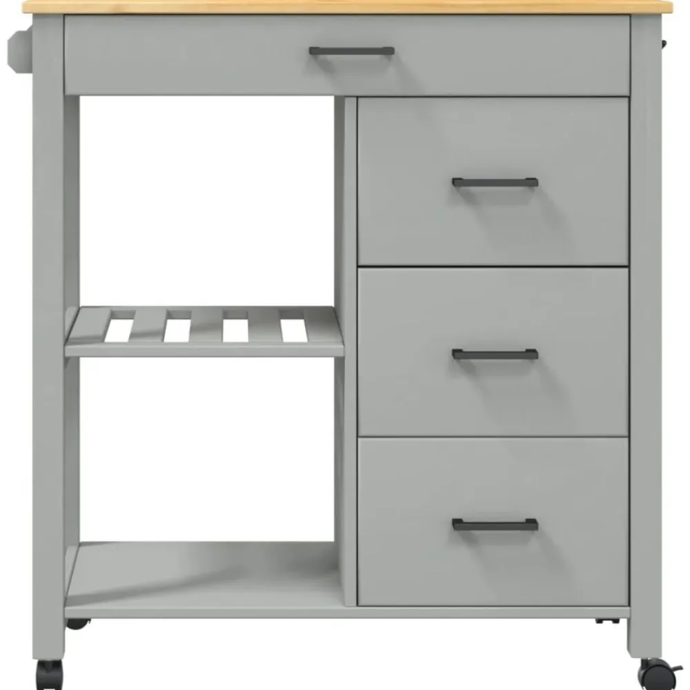 vidaXL Carros E Islas-Carrito de cocina MONZA madera maciza de pino 84x40x88,5 cm