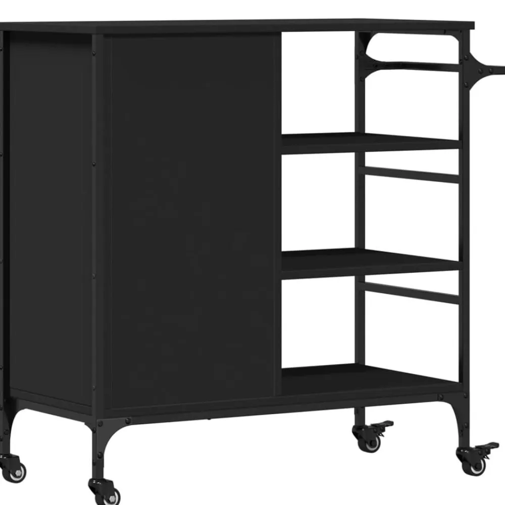 vidaXL Carrito de cocina madera de ingeniería 87,5x38,5x84,5 cm Negro Sale