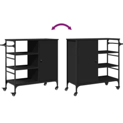 vidaXL Carrito de cocina madera de ingeniería 87,5x38,5x84,5 cm Negro Sale