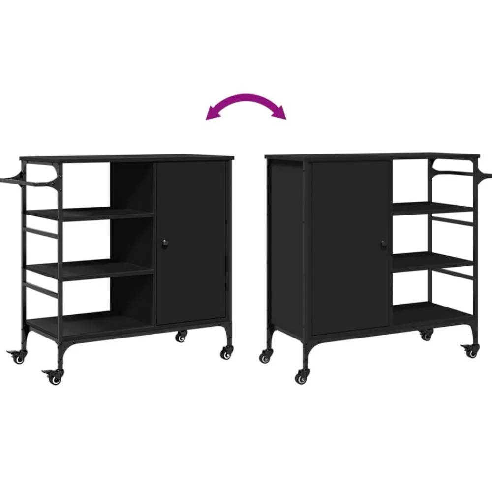 vidaXL Carrito de cocina madera de ingeniería 87,5x38,5x84,5 cm Negro Sale