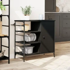 vidaXL Carrito de cocina madera de ingeniería 87,5x38,5x84,5 cm Negro Sale