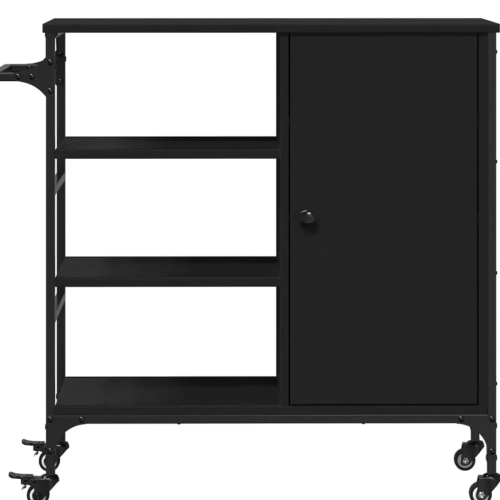 vidaXL Carrito de cocina madera de ingeniería 87,5x38,5x84,5 cm Negro Sale