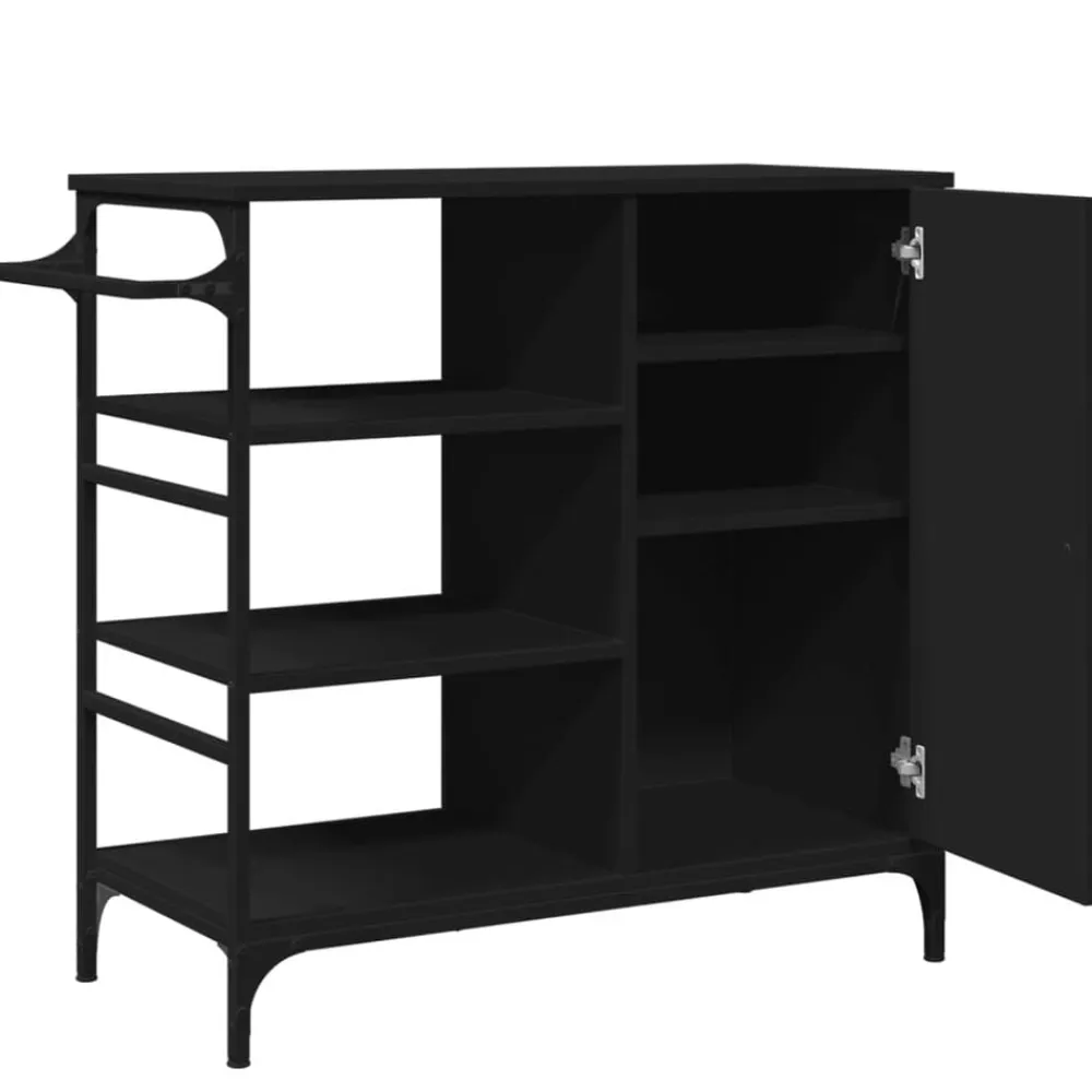 vidaXL Carrito de cocina madera de ingeniería 87,5x38,5x84,5 cm Negro Sale