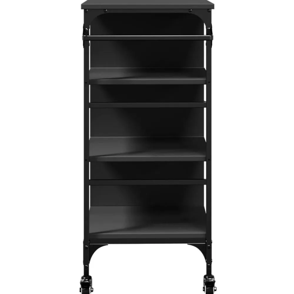 vidaXL Carrito de cocina madera de ingeniería 87,5x38,5x84,5 cm Negro Sale