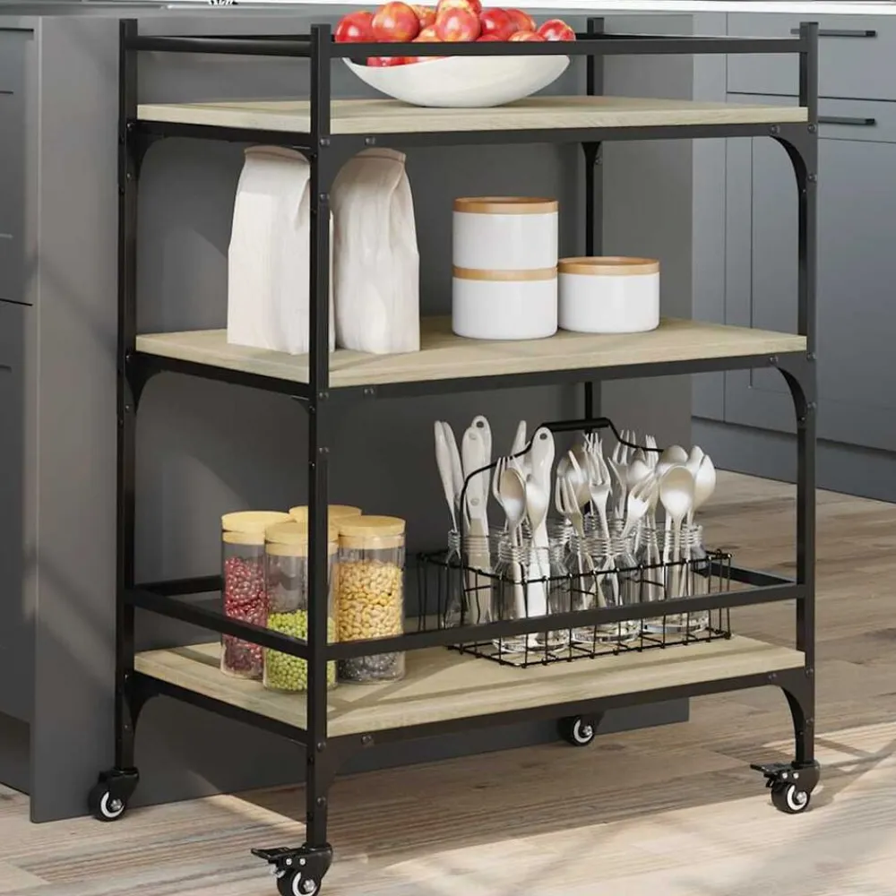 vidaXL Carrito de cocina madera ingeniería 65x40x86,5 cm Roble Sonoma Outlet