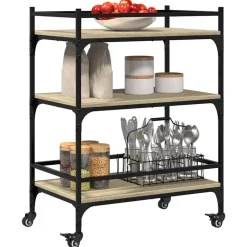 vidaXL Carrito de cocina madera ingeniería 65x40x86,5 cm Roble Sonoma Outlet