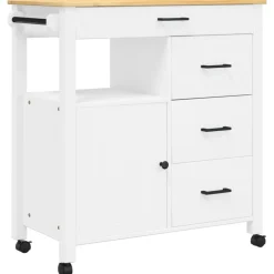 vidaXL Carros E Islas-Carrito de cocina MONZA madera maciza de pino 84x40x88,5 cm