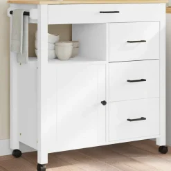 vidaXL Carros E Islas-Carrito de cocina MONZA madera maciza de pino 84x40x88,5 cm