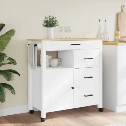 vidaXL Carros E Islas-Carrito de cocina MONZA madera maciza de pino 84x40x88,5 cm