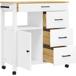 vidaXL Carros E Islas-Carrito de cocina MONZA madera maciza de pino 84x40x88,5 cm