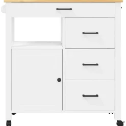 vidaXL Carros E Islas-Carrito de cocina MONZA madera maciza de pino 84x40x88,5 cm