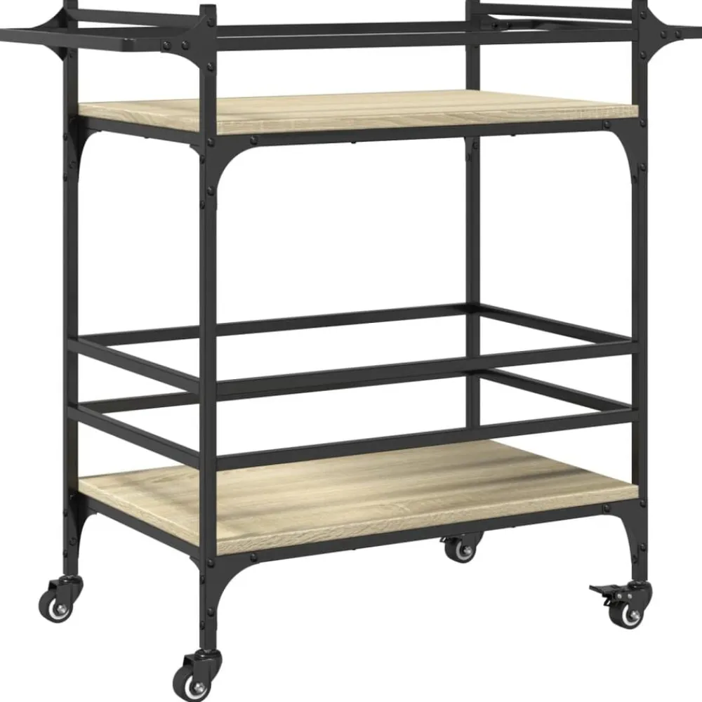 vidaXL Carrito de cocina madera ingeniería 82x40x78,5 cm Roble Sonoma Discount