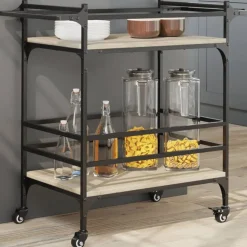 vidaXL Carrito de cocina madera ingeniería 82x40x78,5 cm Roble Sonoma Discount