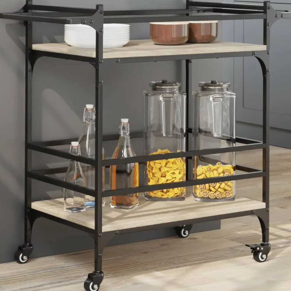 vidaXL Carrito de cocina madera ingeniería 82x40x78,5 cm Roble Sonoma Discount