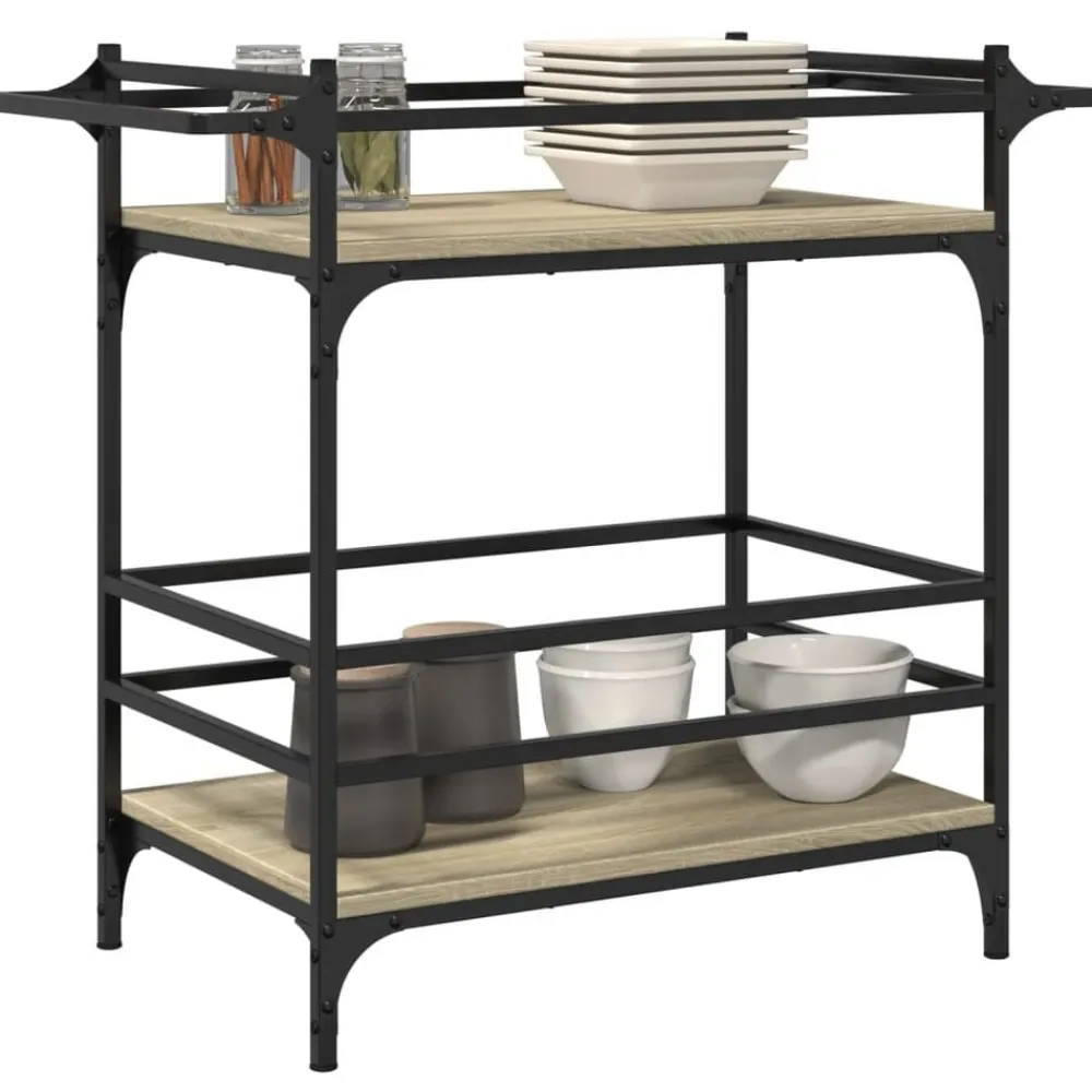 vidaXL Carrito de cocina madera ingeniería 82x40x78,5 cm Roble Sonoma Discount