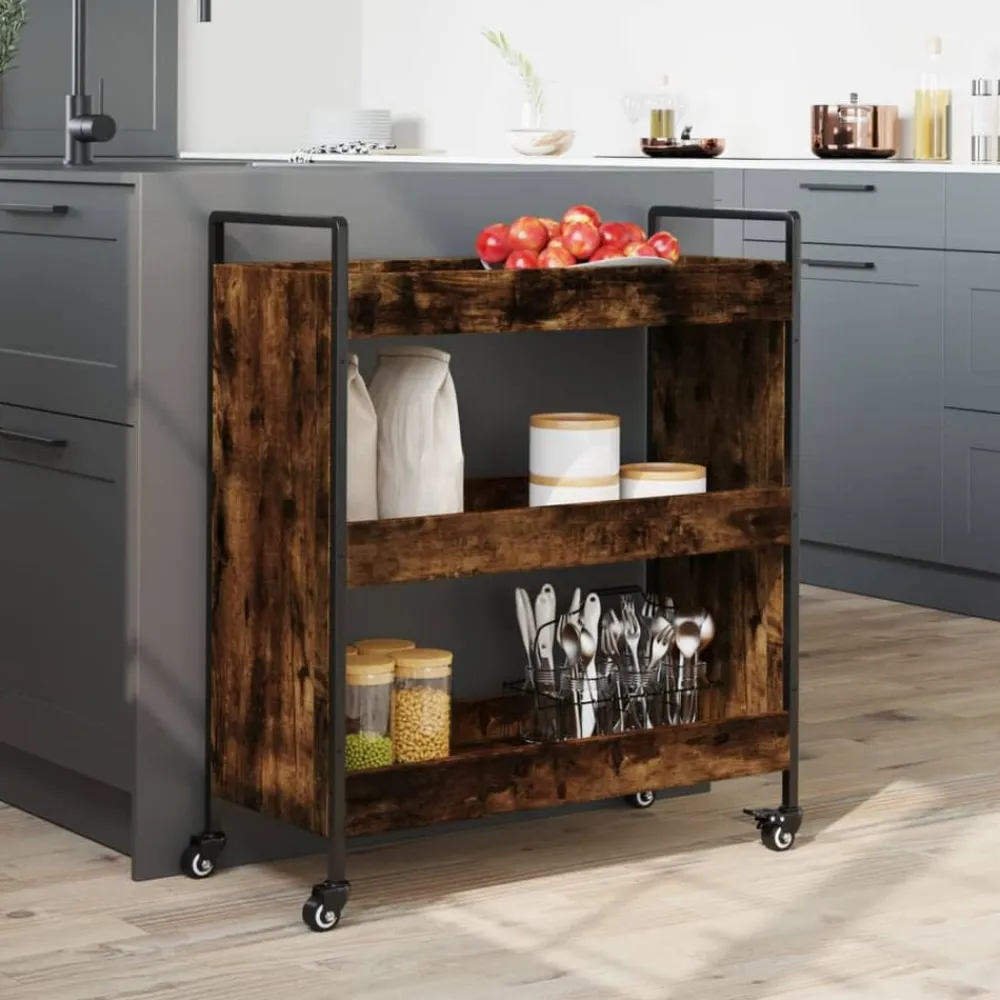 vidaXL Carros E Islas-Carrito de cocina madera ingeniería 70x30x82 cm