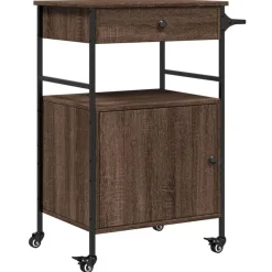 vidaXL Carrito de cocina madera ingeniería marrón roble 56x43x89,5 cm Marrón roble Hot