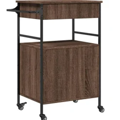 vidaXL Carrito de cocina madera ingeniería marrón roble 56x43x89,5 cm Marrón roble Hot