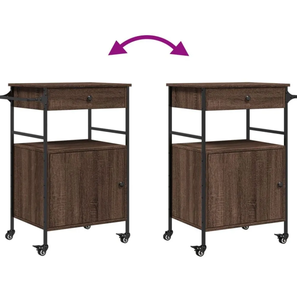 vidaXL Carrito de cocina madera ingeniería marrón roble 56x43x89,5 cm Marrón roble Hot