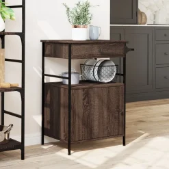 vidaXL Carrito de cocina madera ingeniería marrón roble 56x43x89,5 cm Marrón roble Hot