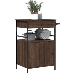 vidaXL Carrito de cocina madera ingeniería marrón roble 56x43x89,5 cm Marrón roble Hot