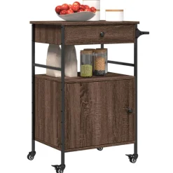 vidaXL Carrito de cocina madera ingeniería marrón roble 56x43x89,5 cm Marrón roble Hot