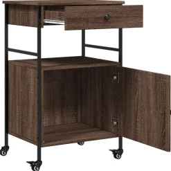 vidaXL Carrito de cocina madera ingeniería marrón roble 56x43x89,5 cm Marrón roble Hot