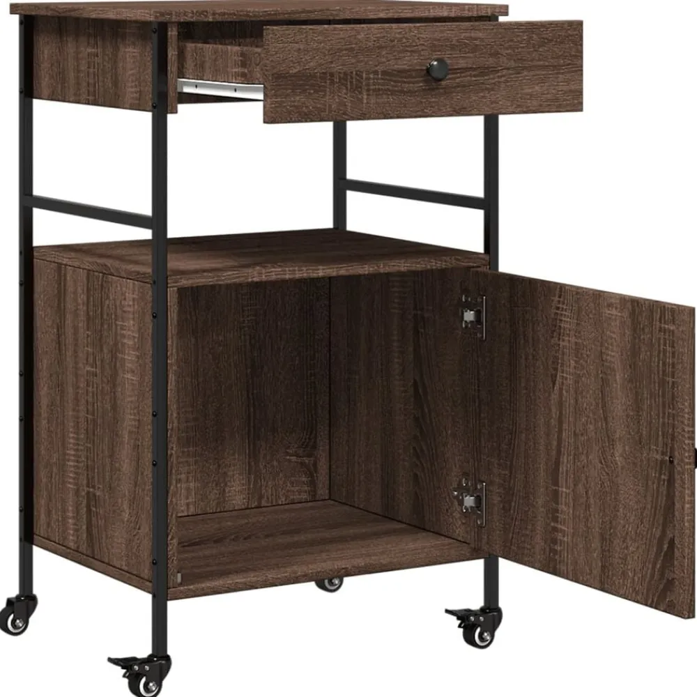vidaXL Carrito de cocina madera ingeniería marrón roble 56x43x89,5 cm Marrón roble Hot