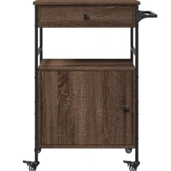 vidaXL Carrito de cocina madera ingeniería marrón roble 56x43x89,5 cm Marrón roble Hot