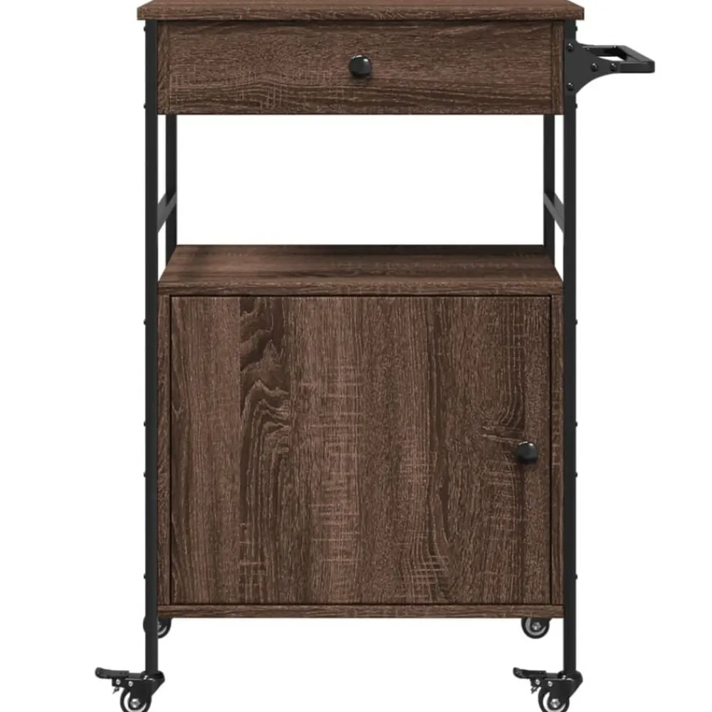 vidaXL Carrito de cocina madera ingeniería marrón roble 56x43x89,5 cm Marrón roble Hot
