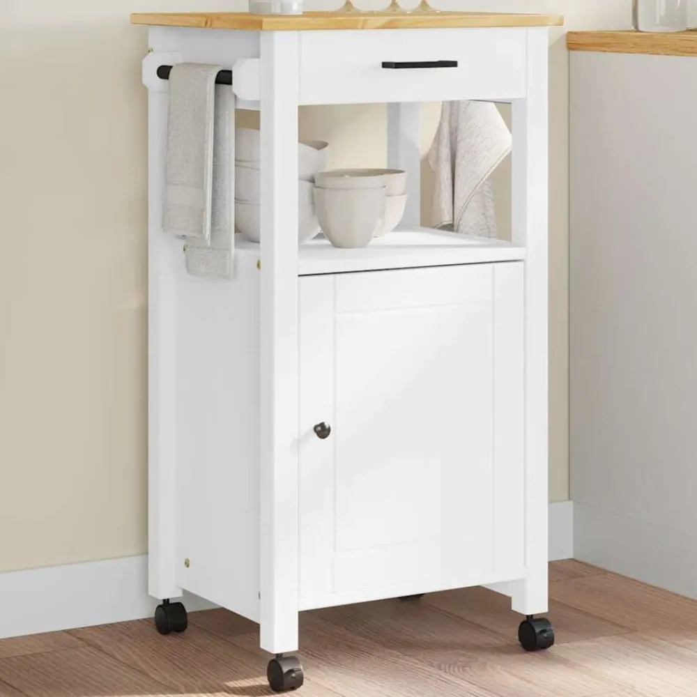 vidaXL Carros E Islas-Carrito de cocina MONZA madera maciza de pino 48x40x88,5 cm